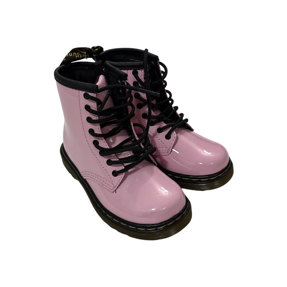 Dr. Martens Kids 8 1460 Patent Leather Lace Up Pink Boots Zipper Casual Outdoor